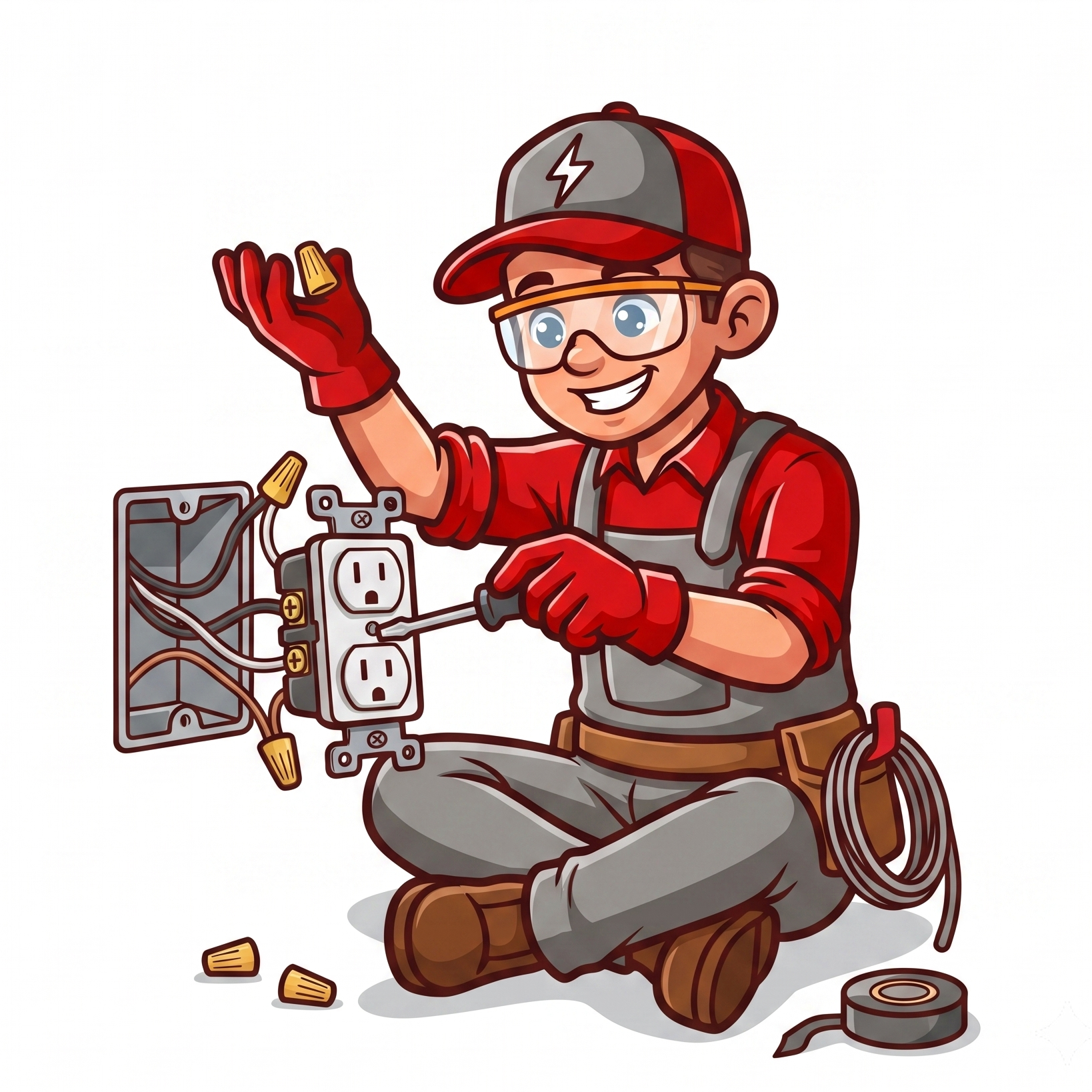 Electrician installing outlet in Greenville, SC