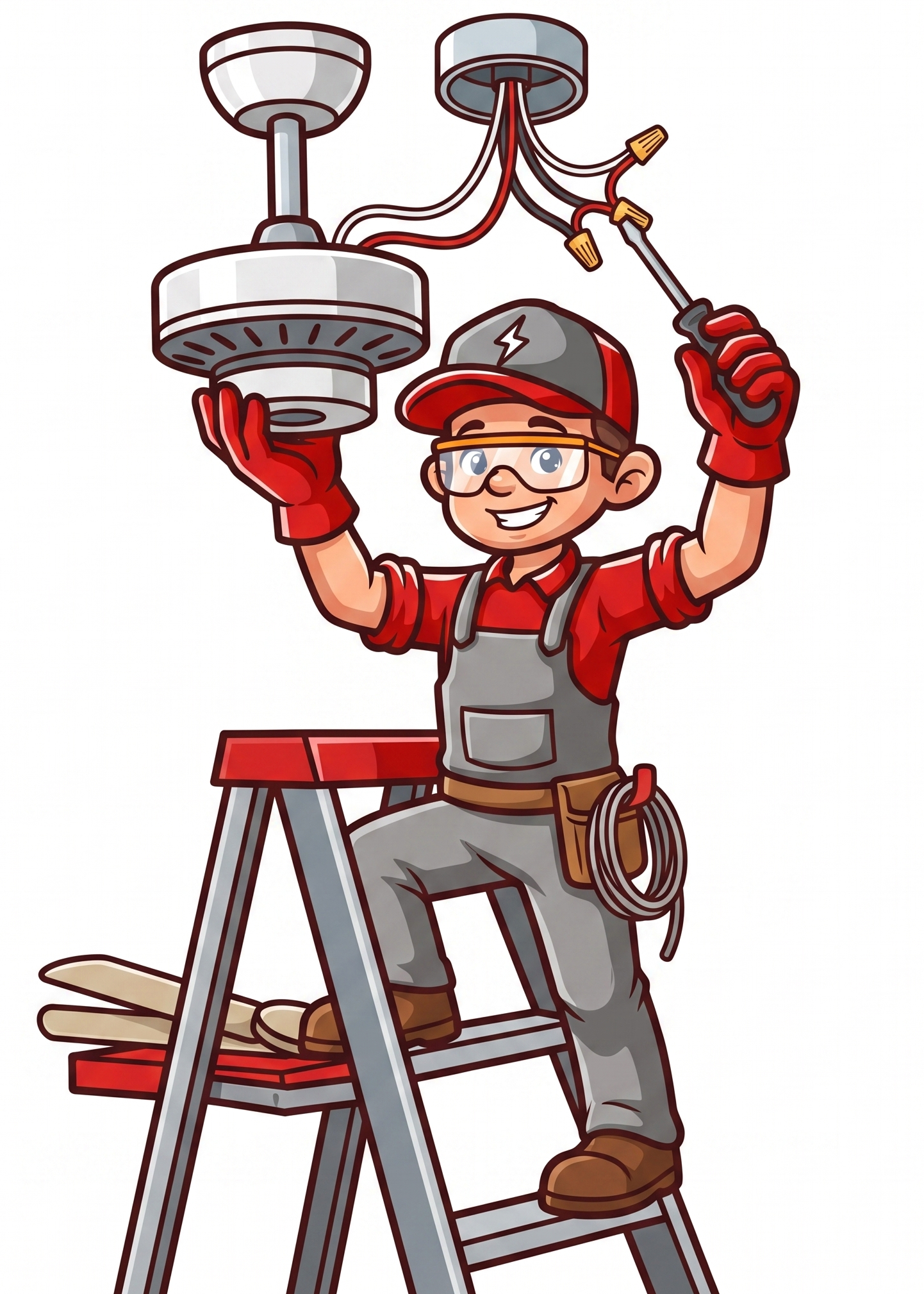 electrician installing a ceiling fan in greenville, sc