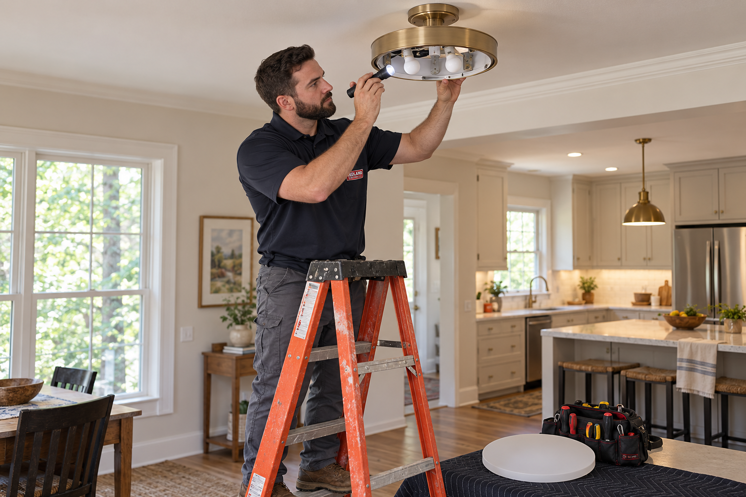 Lighting repair in Greenville electrician repairing