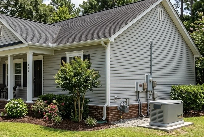 a house with generator installed on side of the house