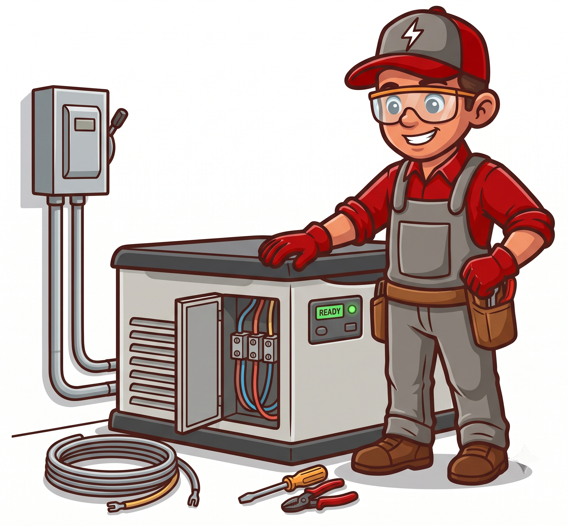 Electrician installing backup generator in Greenville, SC