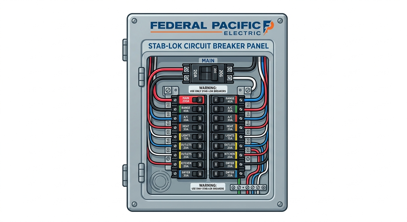 cartoon of federal pacific electrical panel
