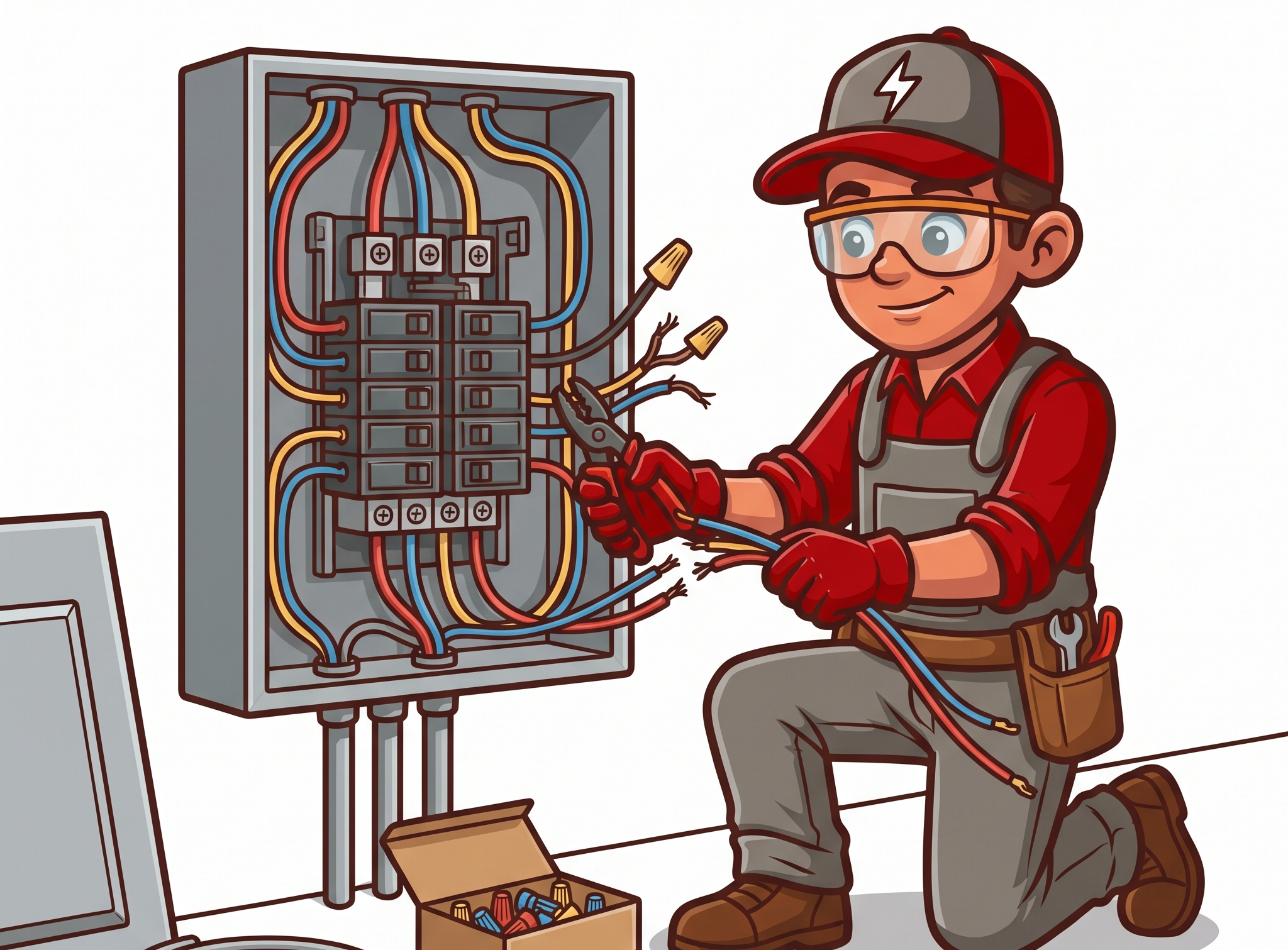 Electrician installing wiring in Greenville, SC