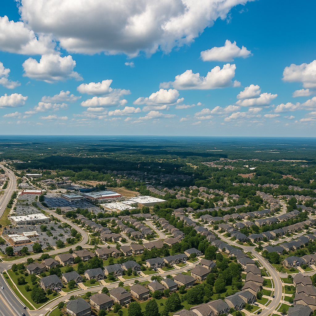 ariel image of five forks city in south carolina
