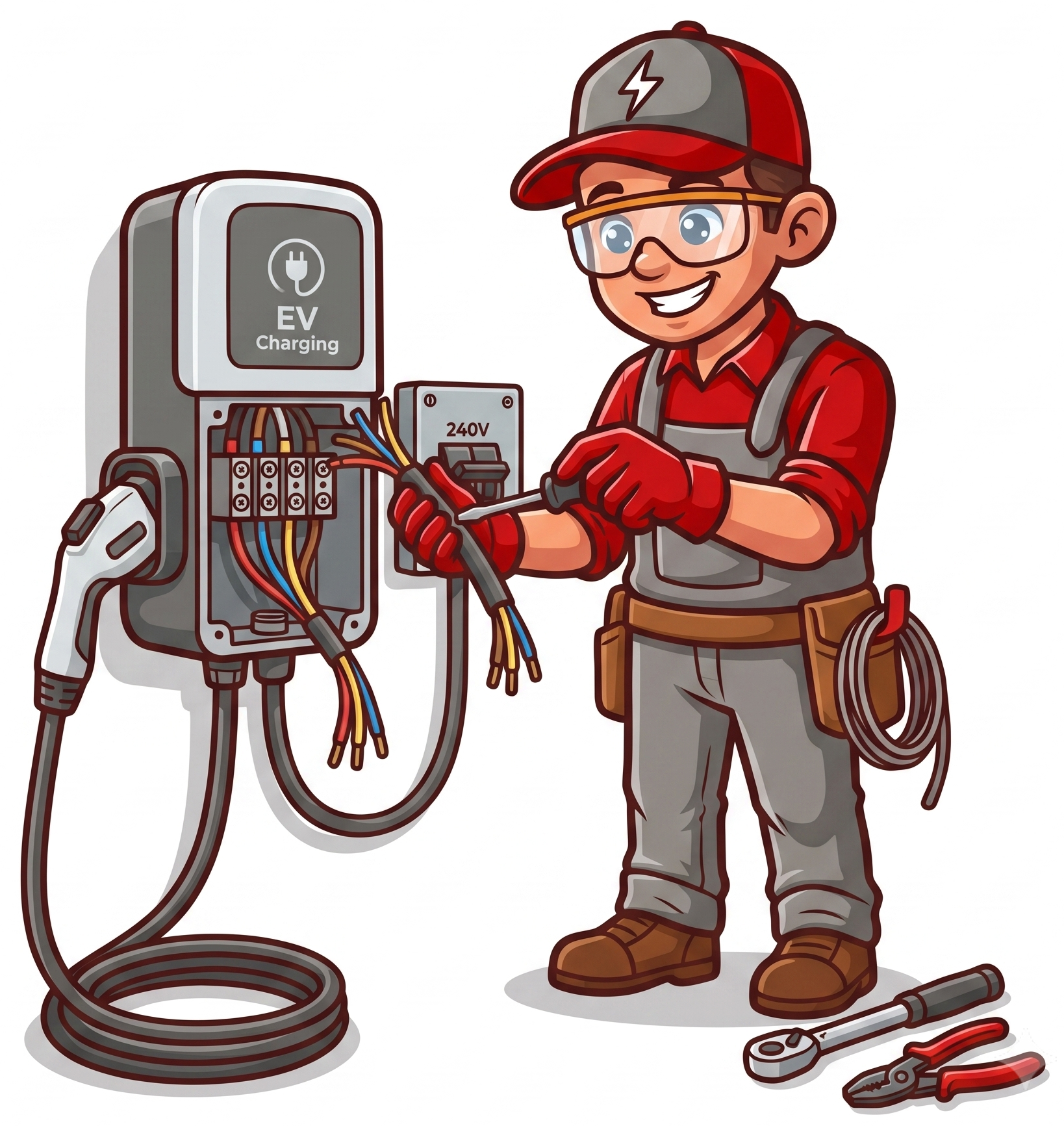 Electrician installing EV Charger in Greenville, SC