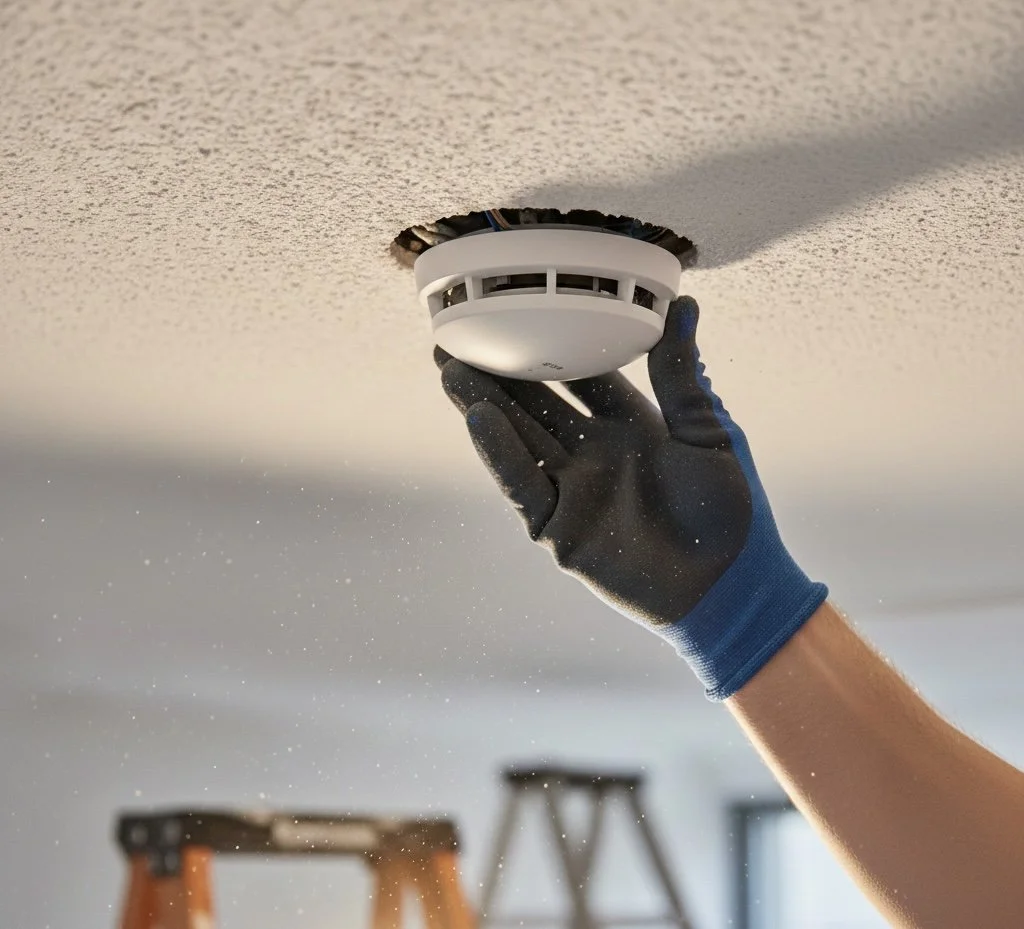 smoke detector being installed