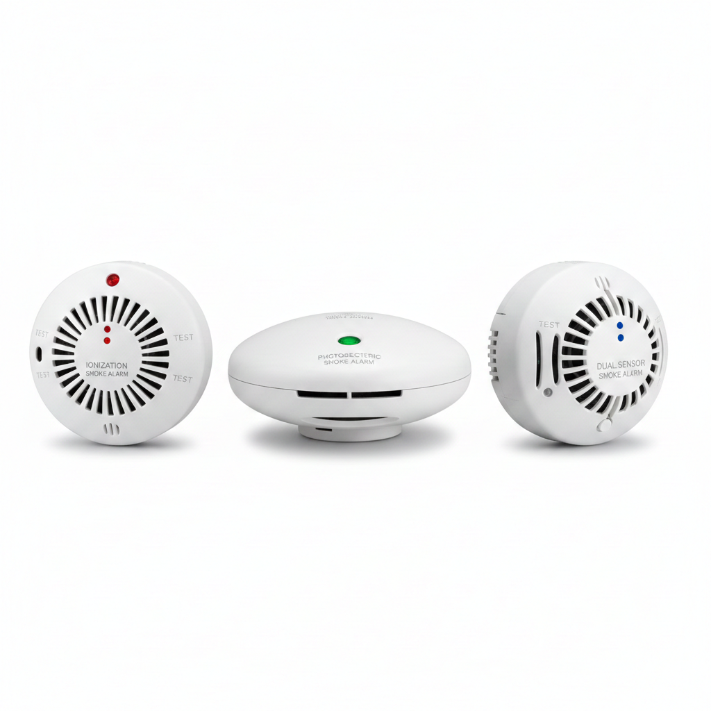 smoke detectors on white background