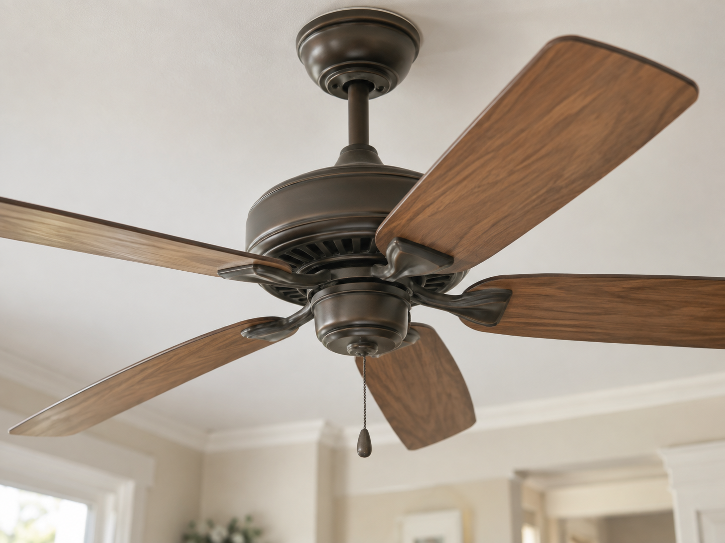 Ceiling fan installed inside a house