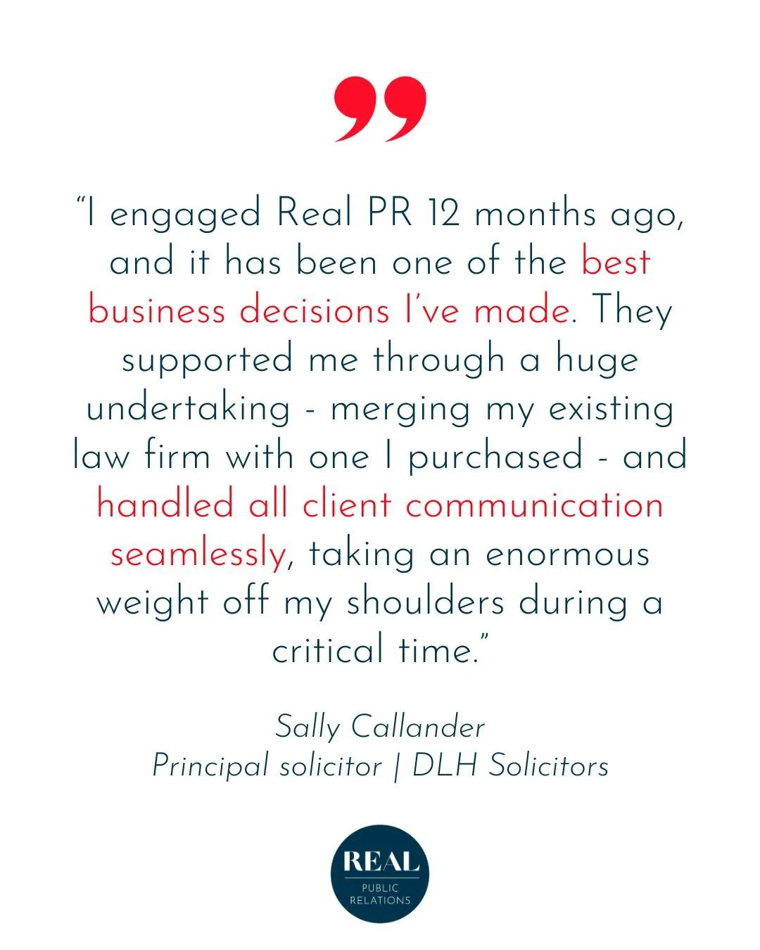 From working with Sally in her @dlhsolicitors law firm merger, to elevating the brand across website, socials, PR opps &amp; client communications, it&rsquo;s been an absolute pleasure 🤗
 
Looking for a team that will bring all your marketing &amp; 