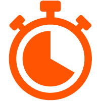 Orange stopwatch showing 25 minutes.