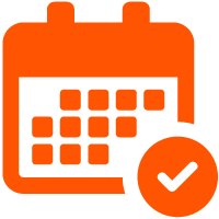 Icon of a calendar with a checkmark