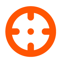 Orange and black target or scope symbol