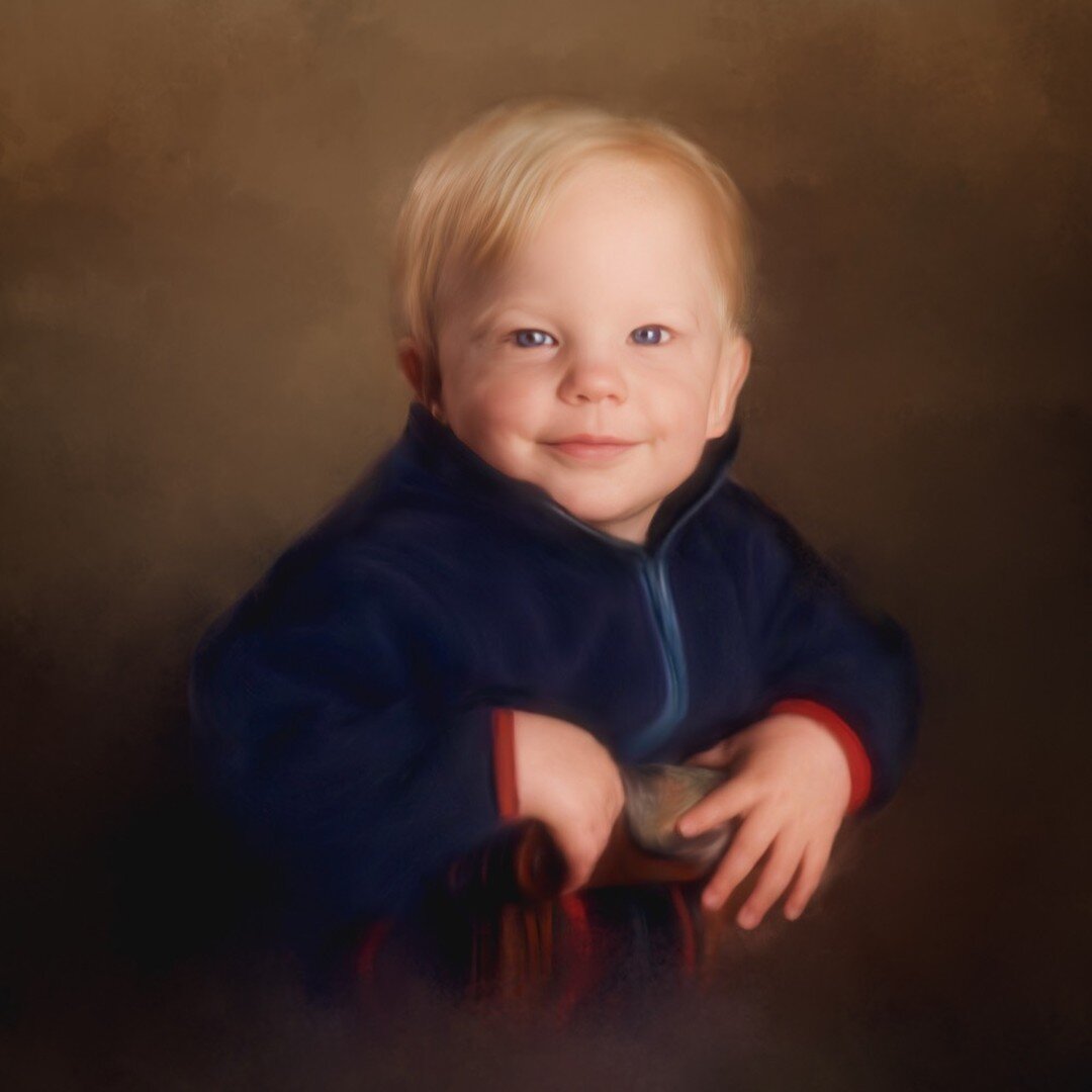 Can't resist such an adorable face. Hand-painted from a photograph on behalf of a proud grandmother.