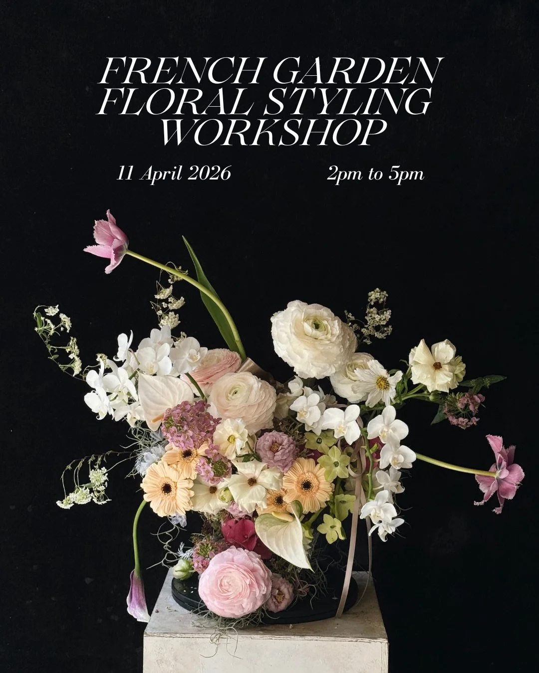 Step into the art of French floral styling 🌸
Inspired by the soft, romantic elegance of Marie Antoinette, this hands-on workshop guides you through creating your own pastel arrangement in our signature Sanwraps style.

11 April &middot; 2&ndash;5PM
