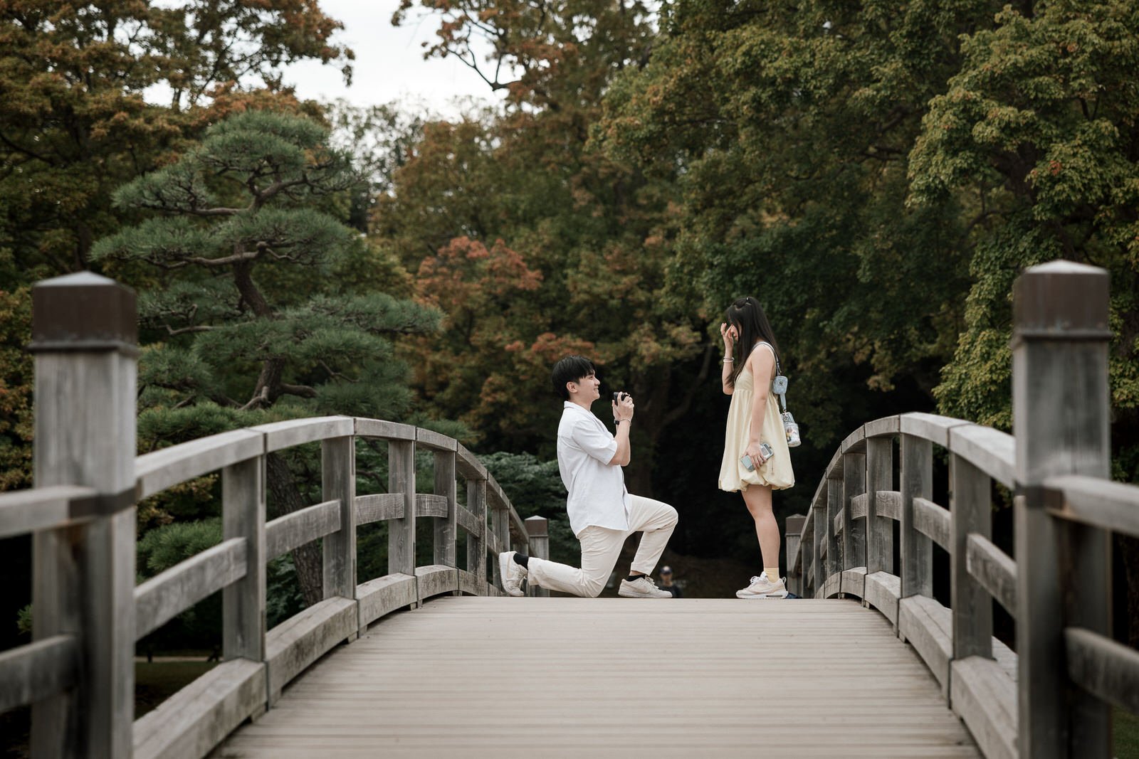 Tokyo bridge proposal photoshoot