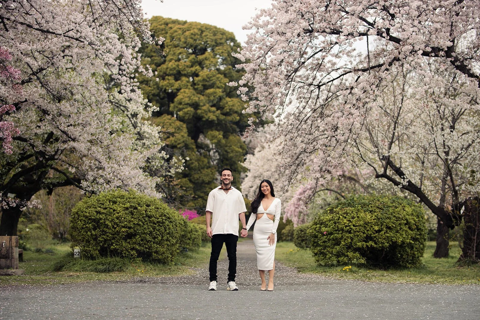 Couples travel photoshoot Tokyo sakura season