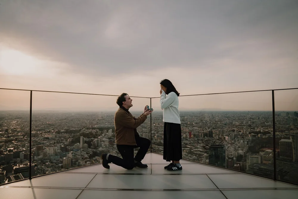 Proposal photoshoot at Shibuya Sky in Tokyo