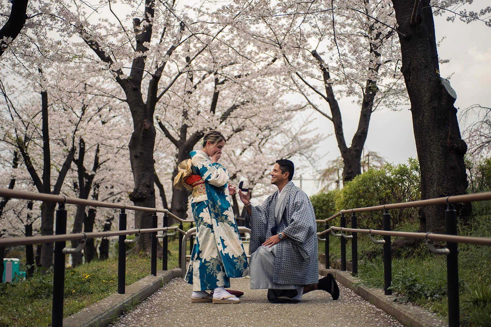 Kimono Proposal photoshoot with Tokyo cherry blossoms