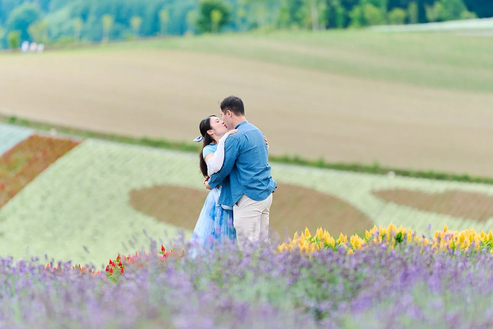 Proposal photoshoot at Shikisai-no Oka — summer flower field
