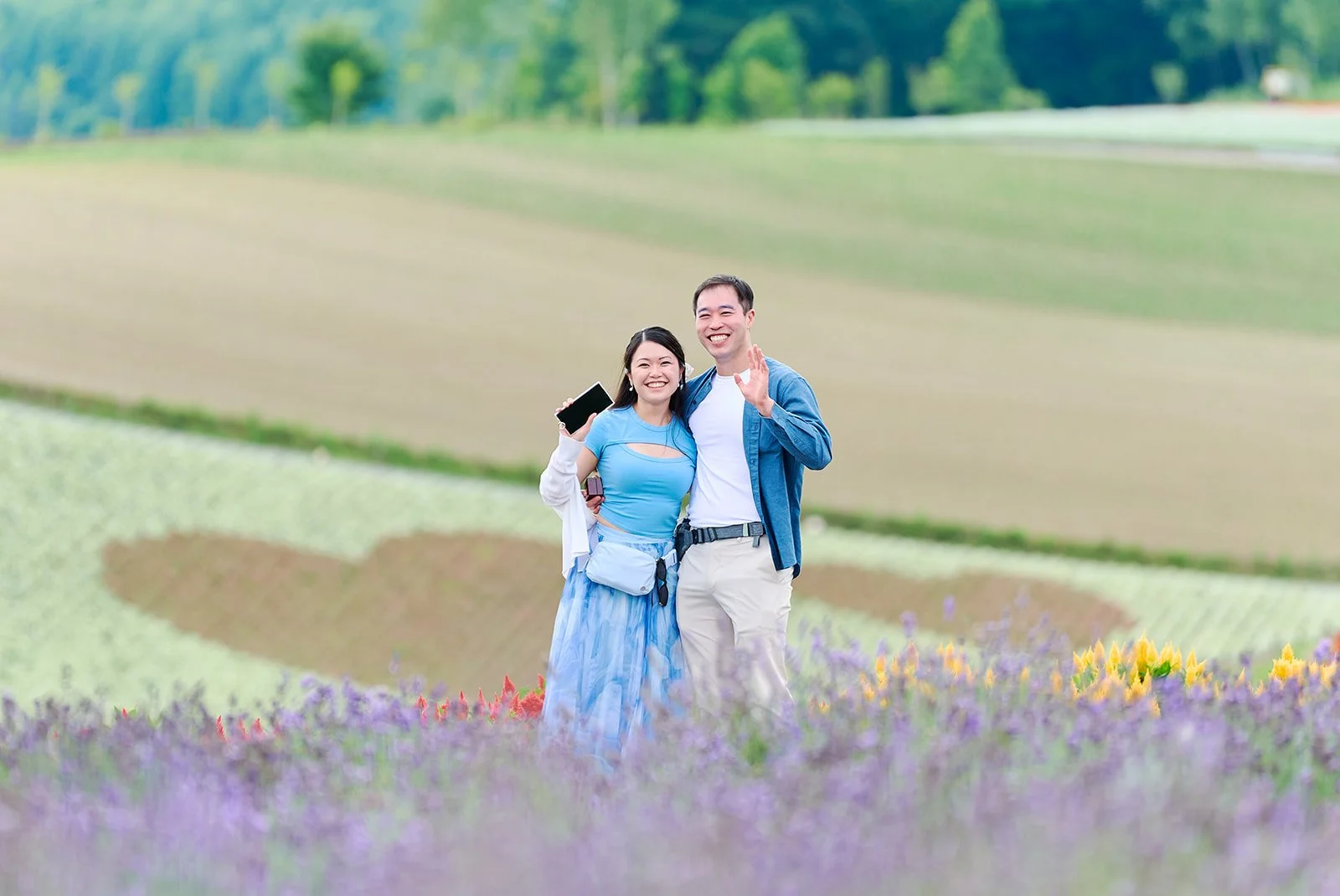 Proposal photoshoot at Shikisai-no Oka — summer flower field