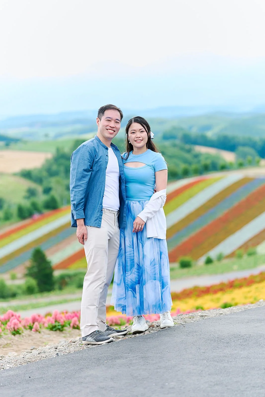 Proposal photoshoot at Shikisai-no Oka — summer flower field