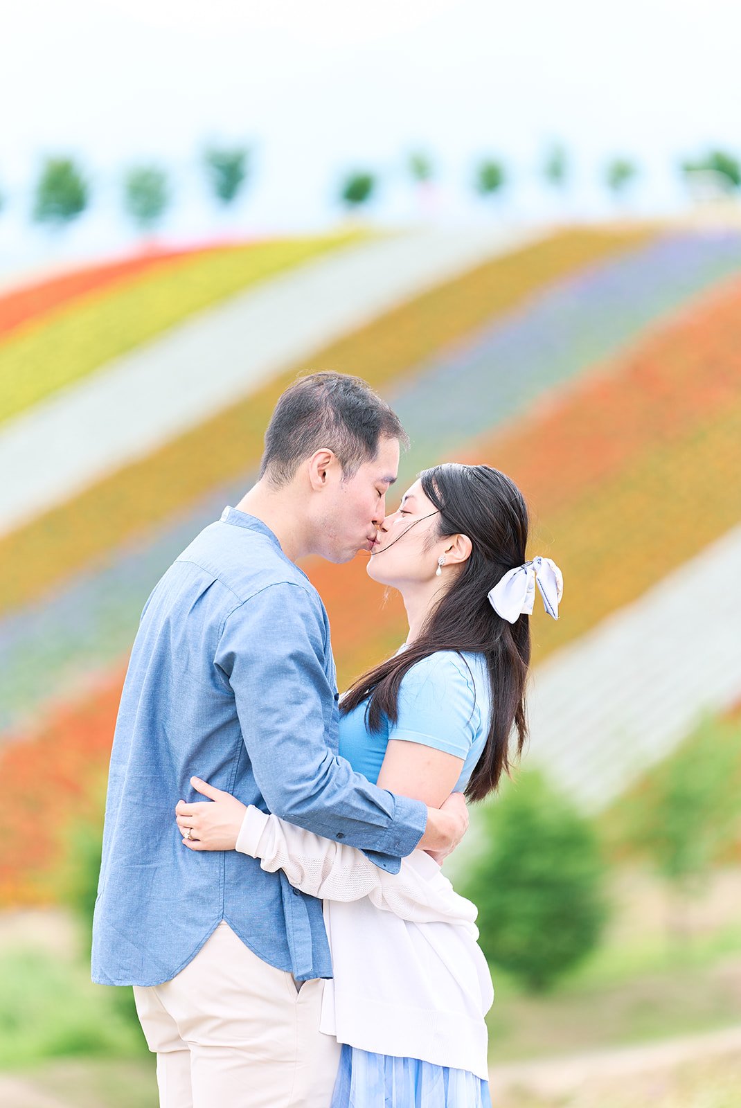 Proposal photoshoot at Shikisai-no Oka — summer flower field