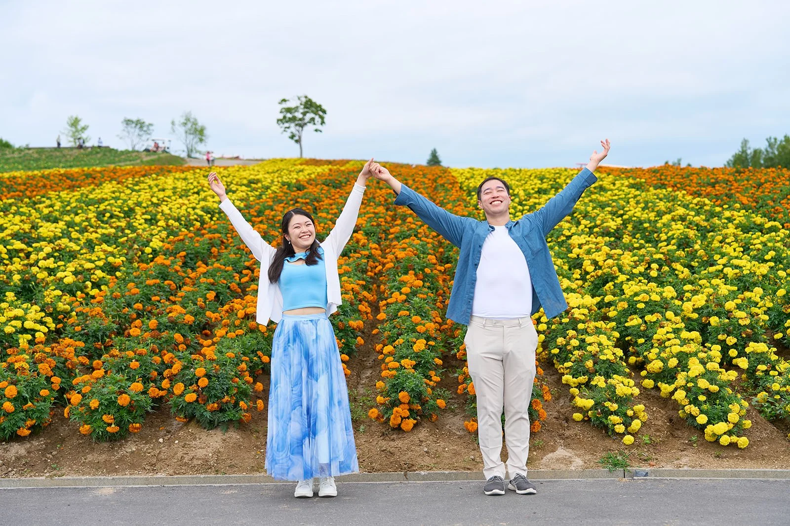 Proposal photoshoot at Shikisai-no Oka — summer flower field