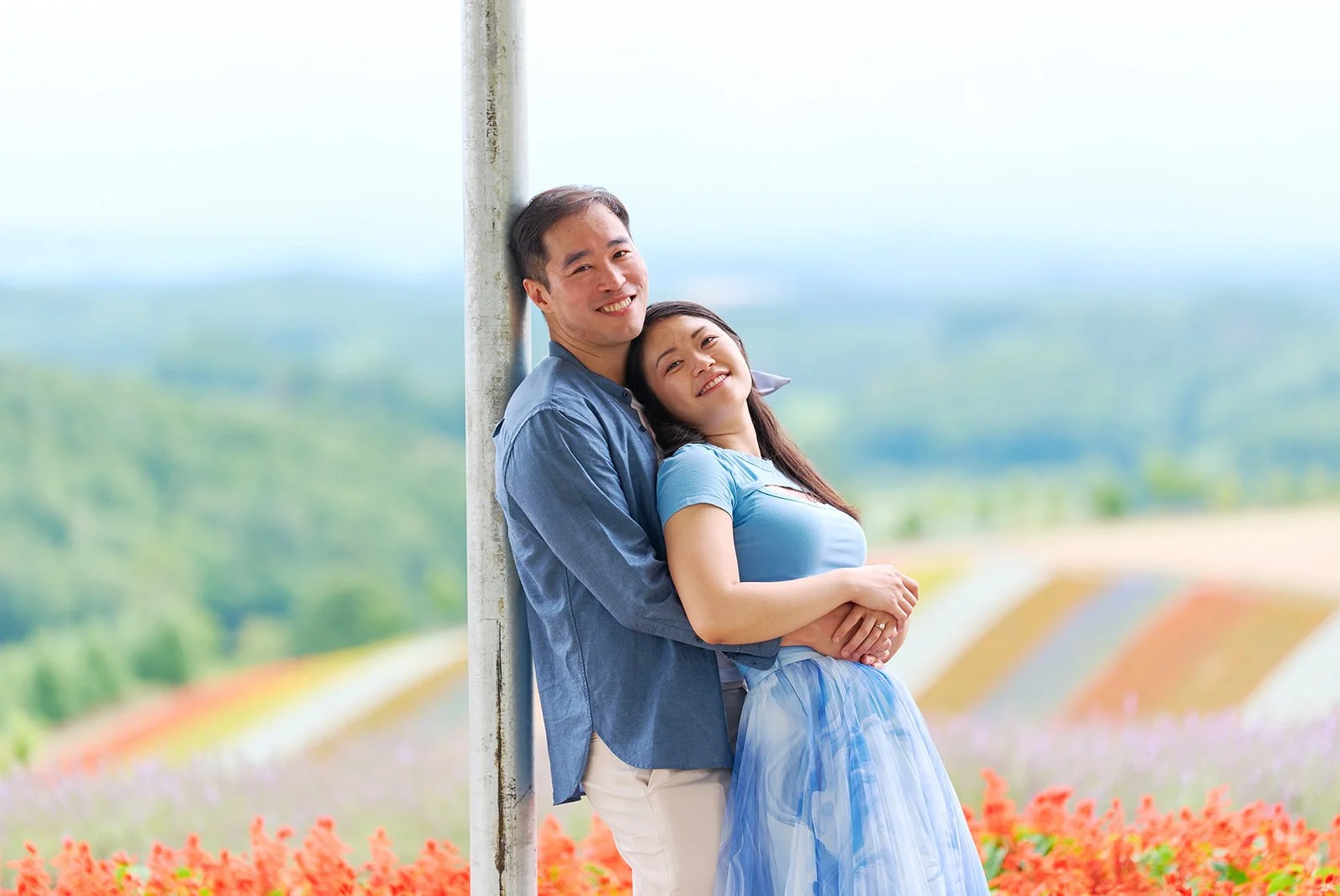 Proposal photoshoot at Shikisai-no Oka — summer flower field