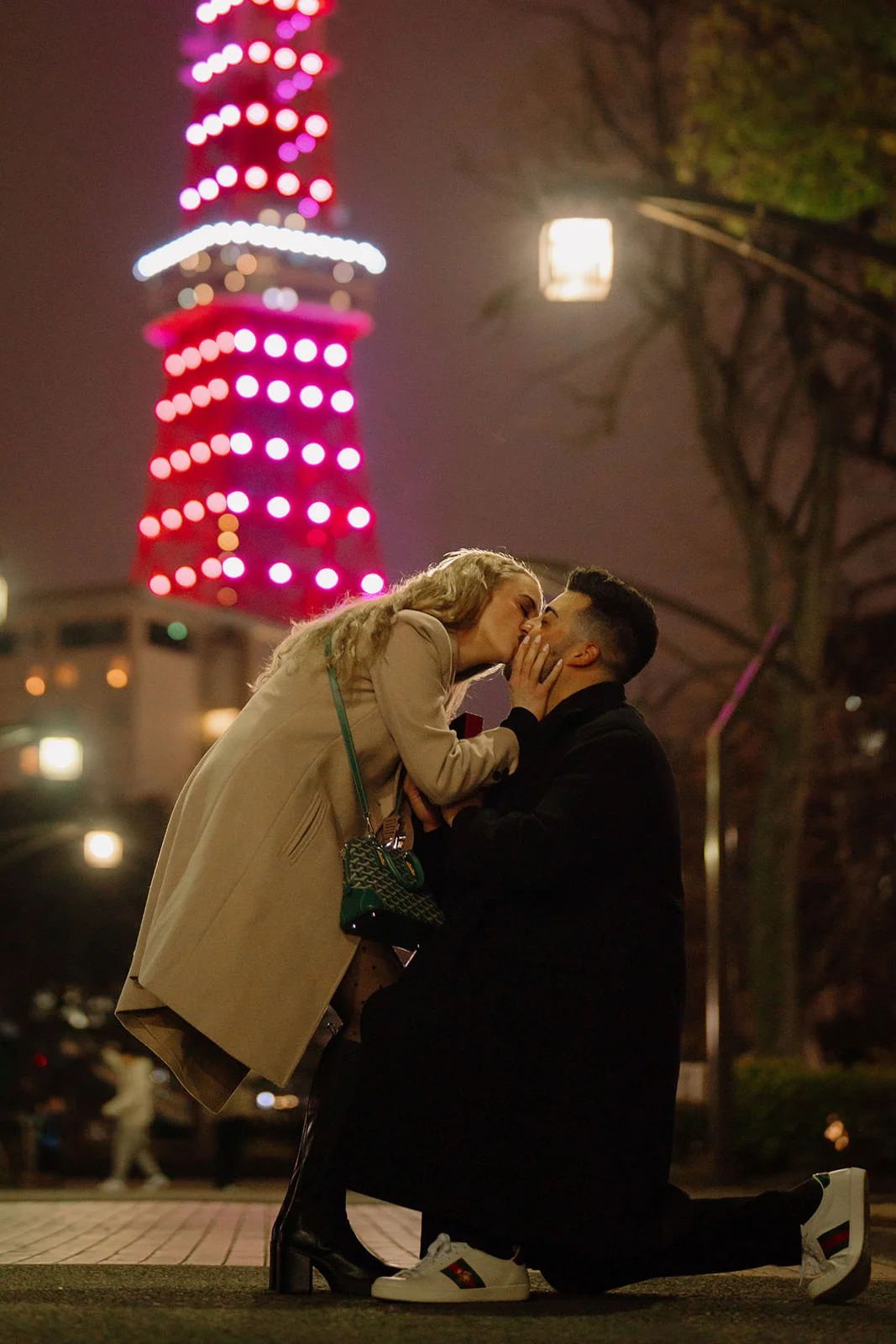 Proposal photoshoot at Tokyo Tower — night