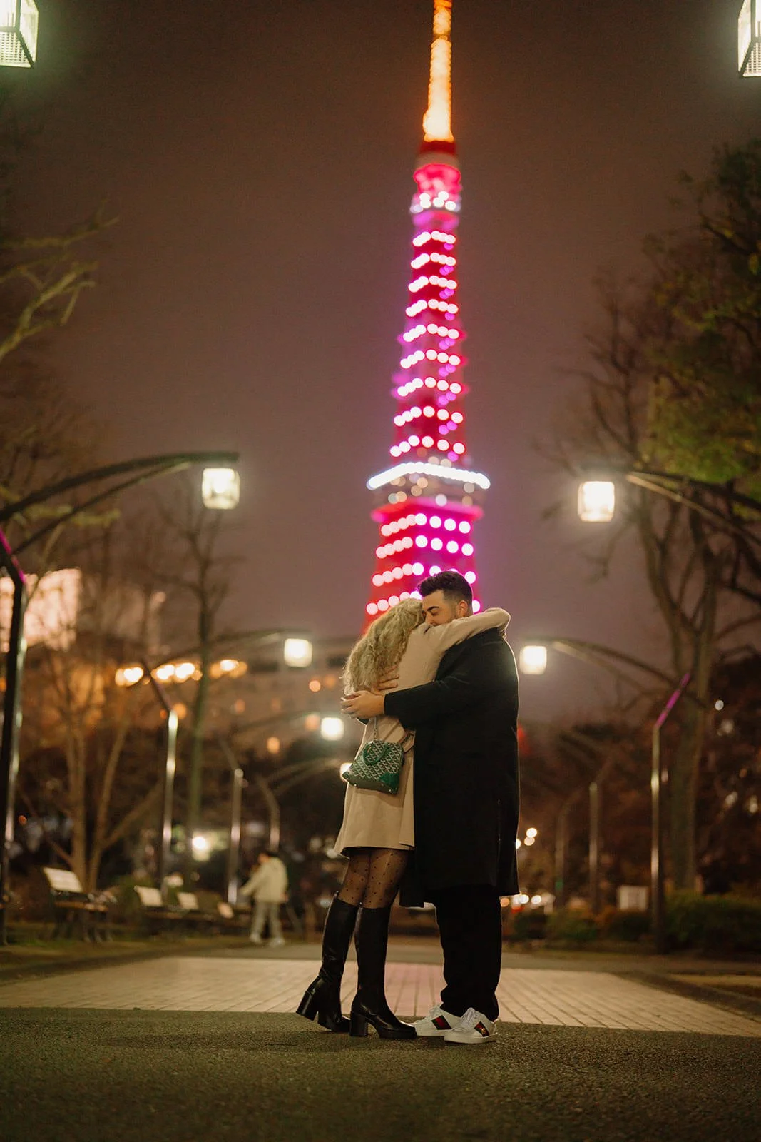 Proposal photoshoot at Tokyo Tower — night