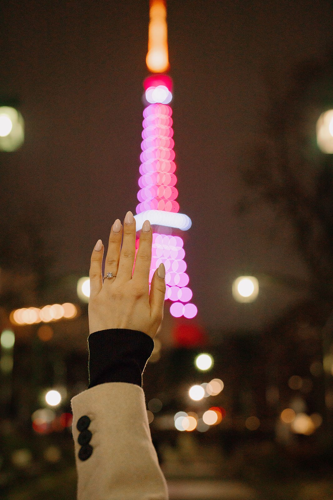 Proposal photoshoot at Tokyo Tower — night