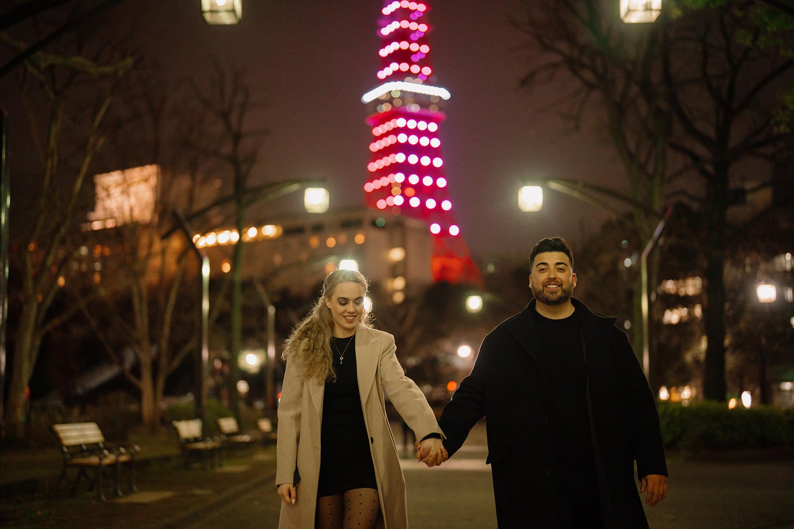 Proposal photoshoot at Tokyo Tower — night