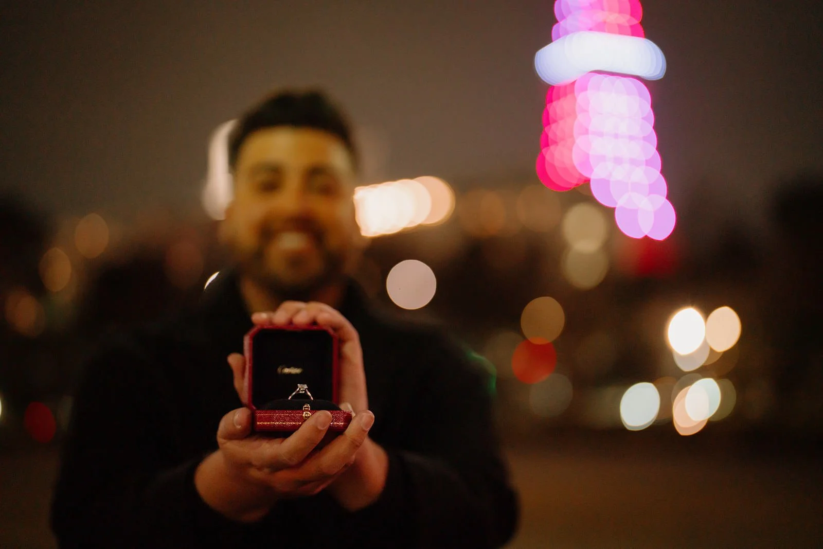 Proposal photoshoot at Tokyo Tower — night