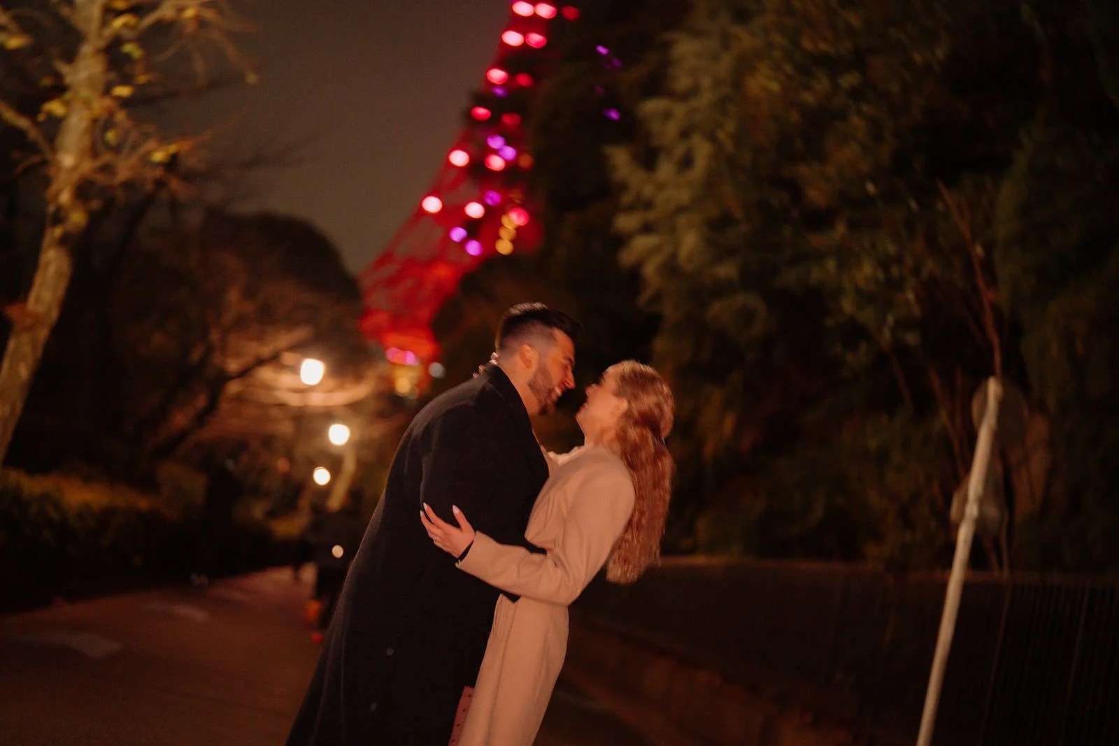 Proposal photoshoot at Tokyo Tower — night