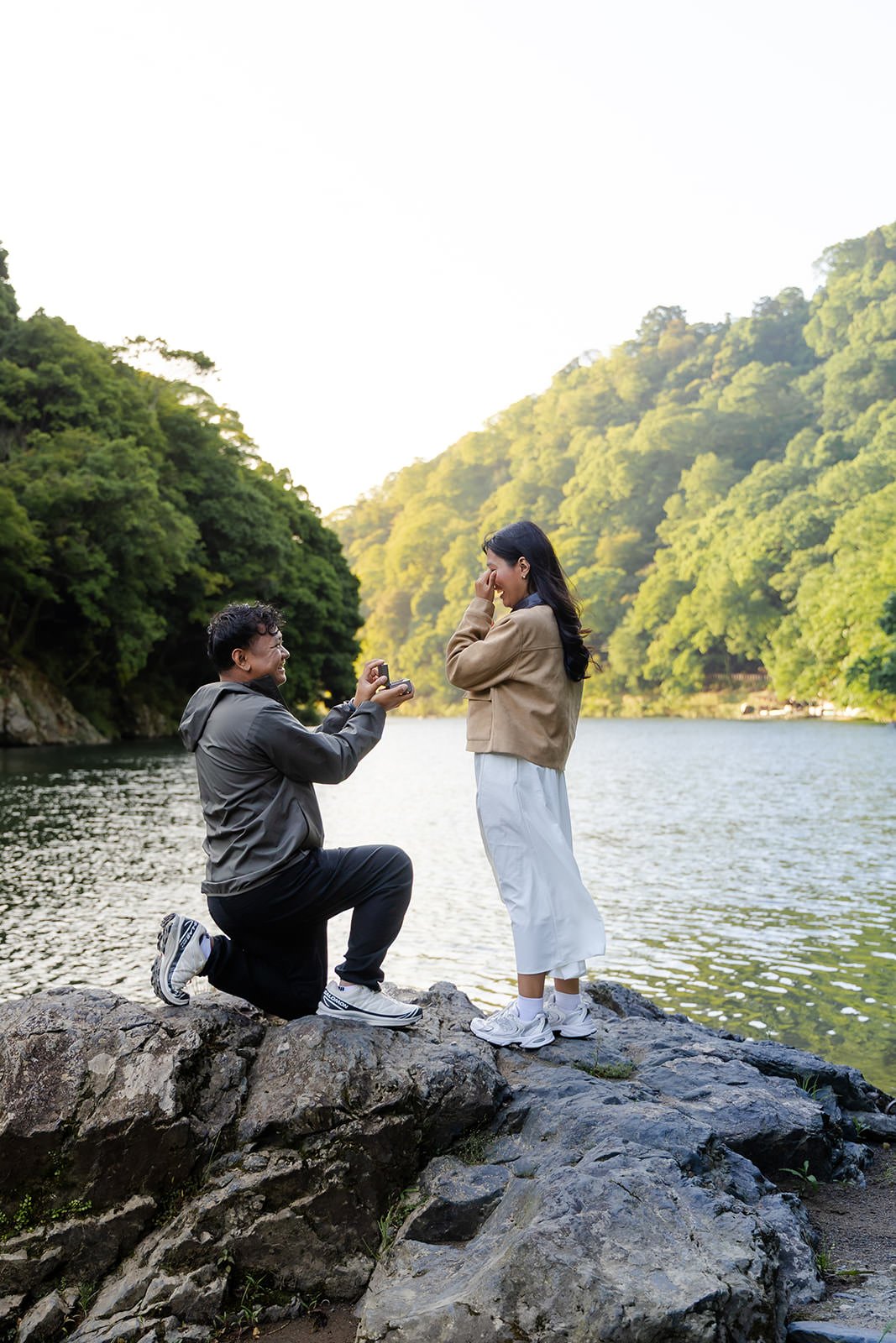 Proposal photoshoot at Katsura River, Arashiyama