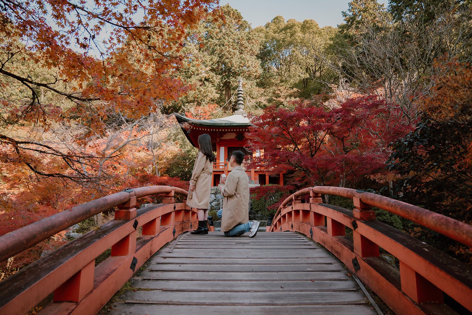Proposal photoshoot at Daigo-ji — autumn