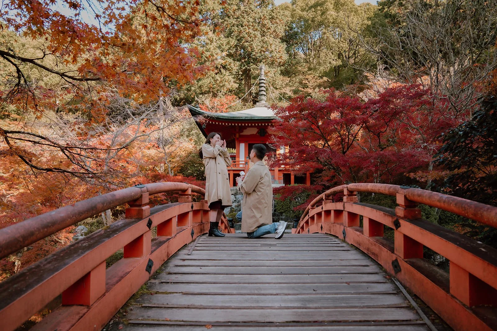 Proposal photoshoot at Daigo-ji — autumn