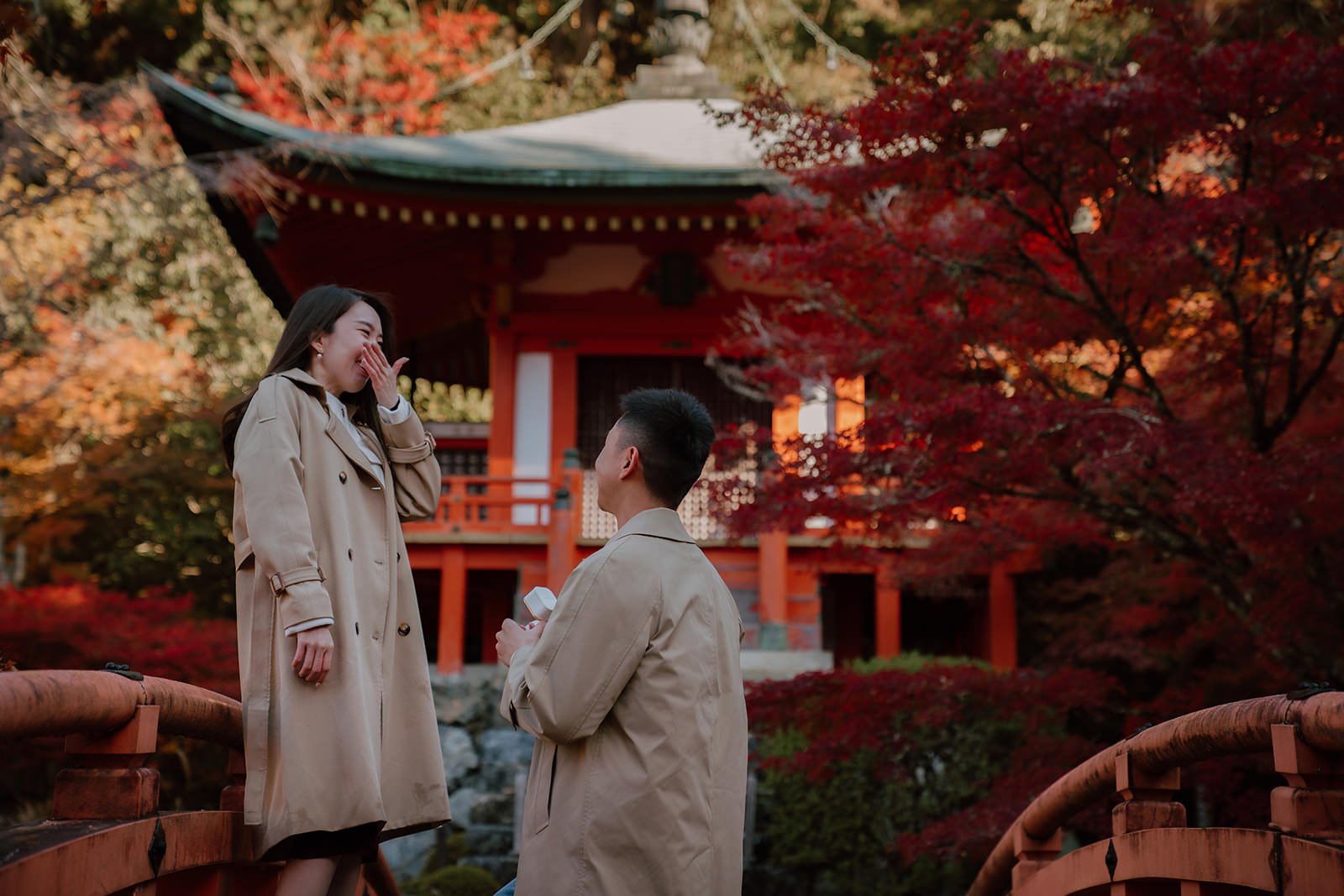 Proposal photoshoot at Daigo-ji — autumn
