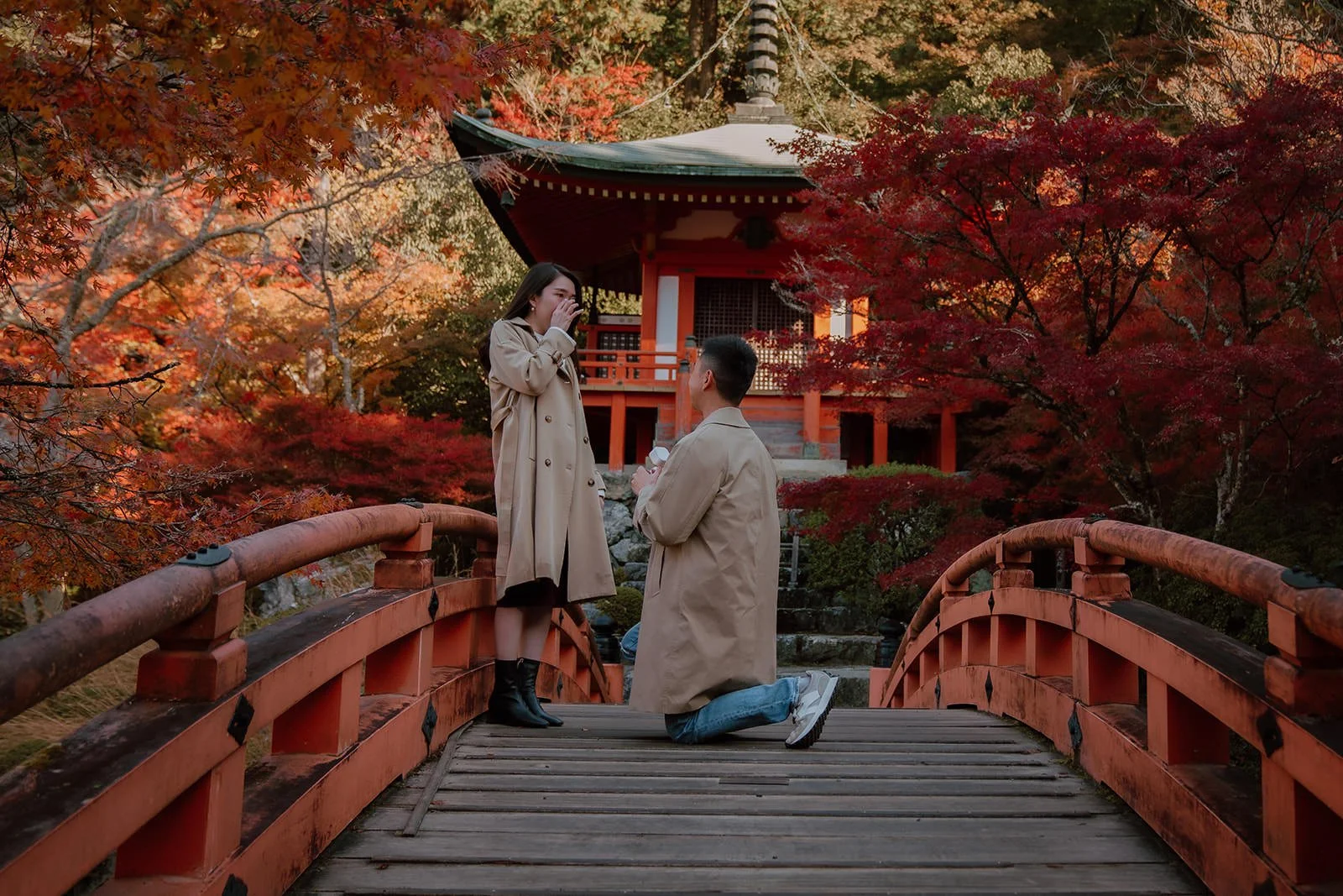 Proposal photoshoot at Daigo-ji — autumn