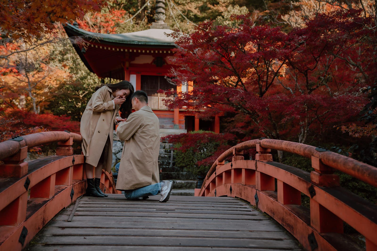 Proposal photoshoot at Daigo-ji — autumn