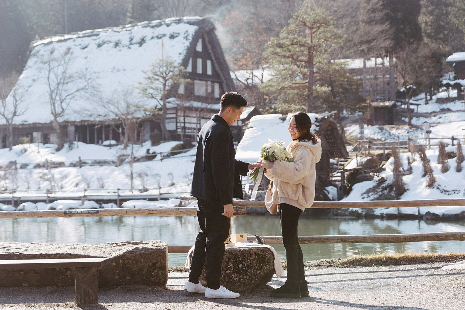 Proposal photoshoot at Hida no Sato — snowy