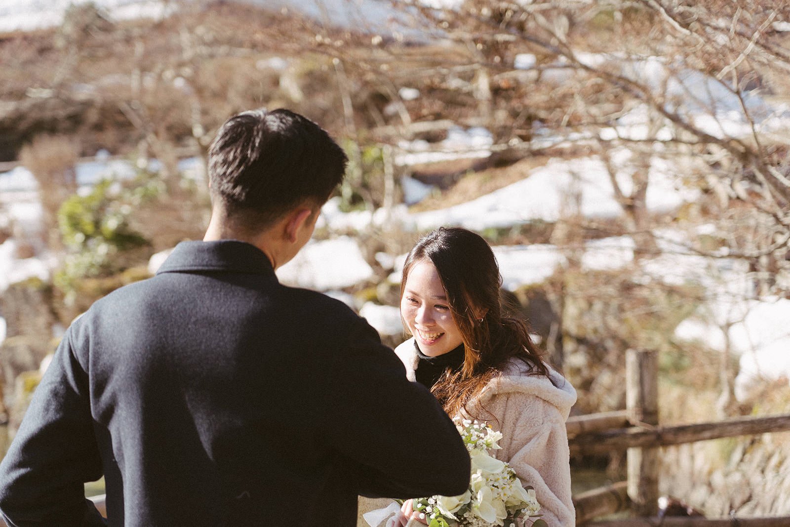 Proposal photoshoot at Hida no Sato — snowy