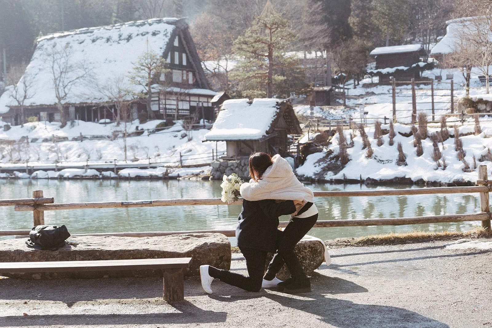 Proposal photoshoot at Hida no Sato — snowy