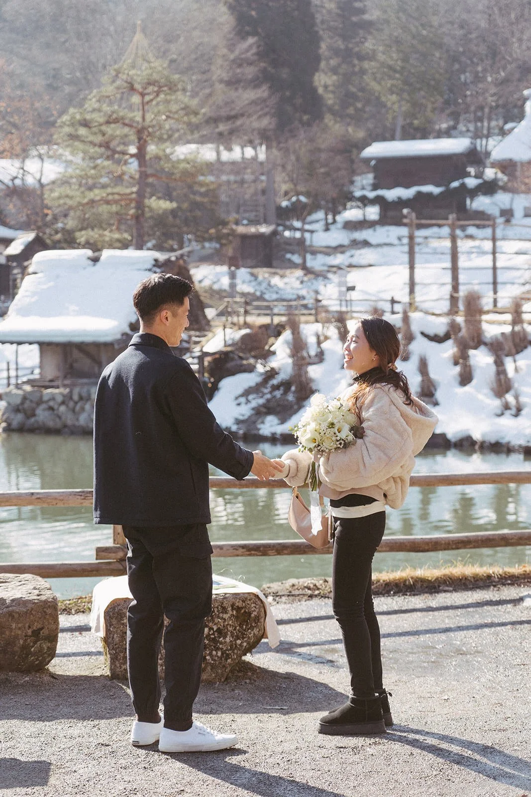 Proposal photoshoot at Hida no Sato — snowy