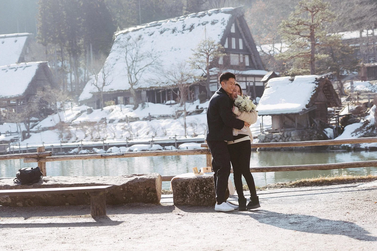 Proposal photoshoot at Hida no Sato — snowy
