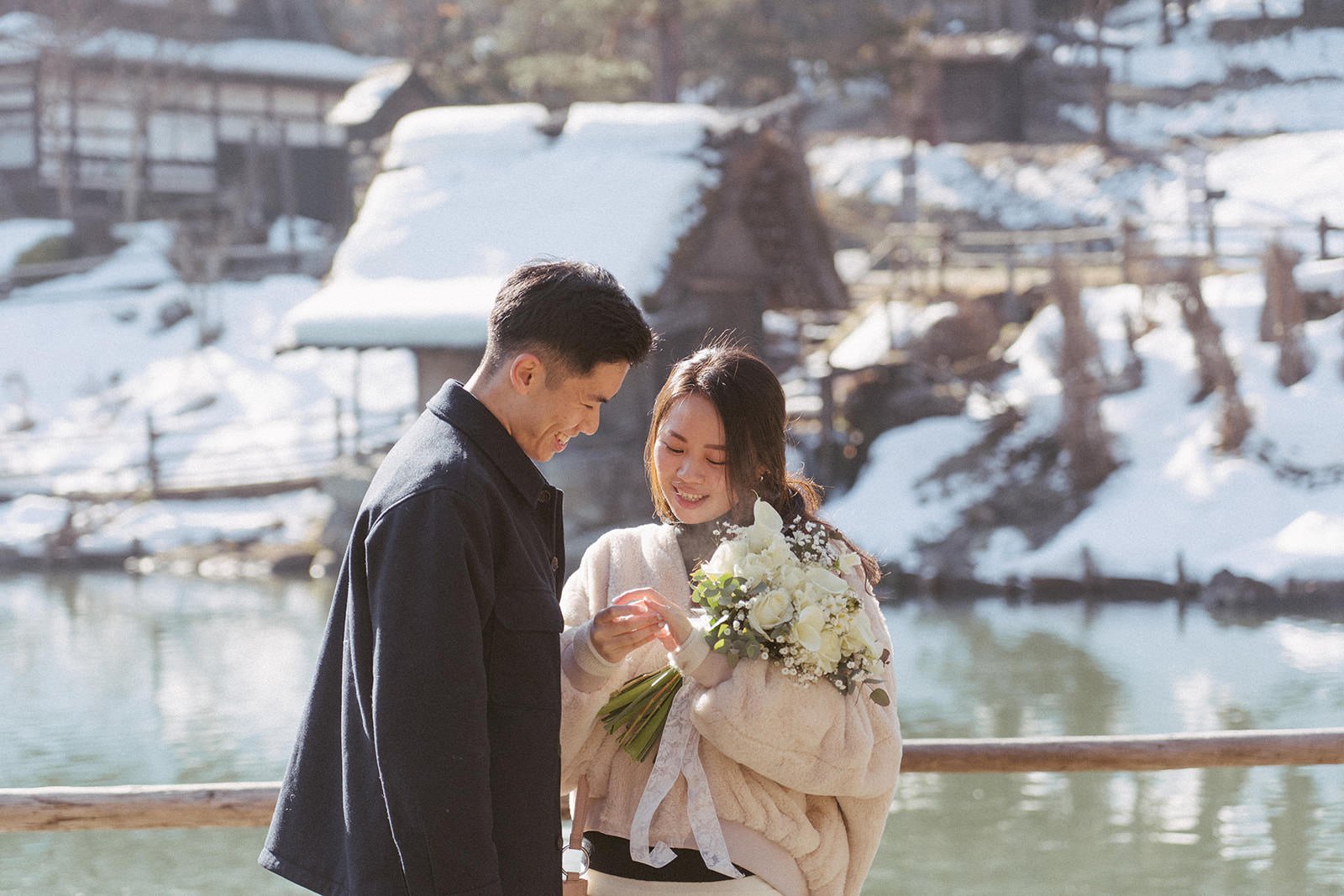 Proposal photoshoot at Hida no Sato — snowy
