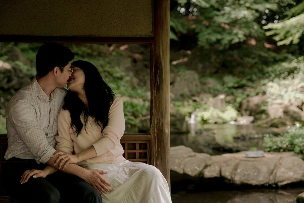 Ring moment, proposal portrait at Rikugien Gardens