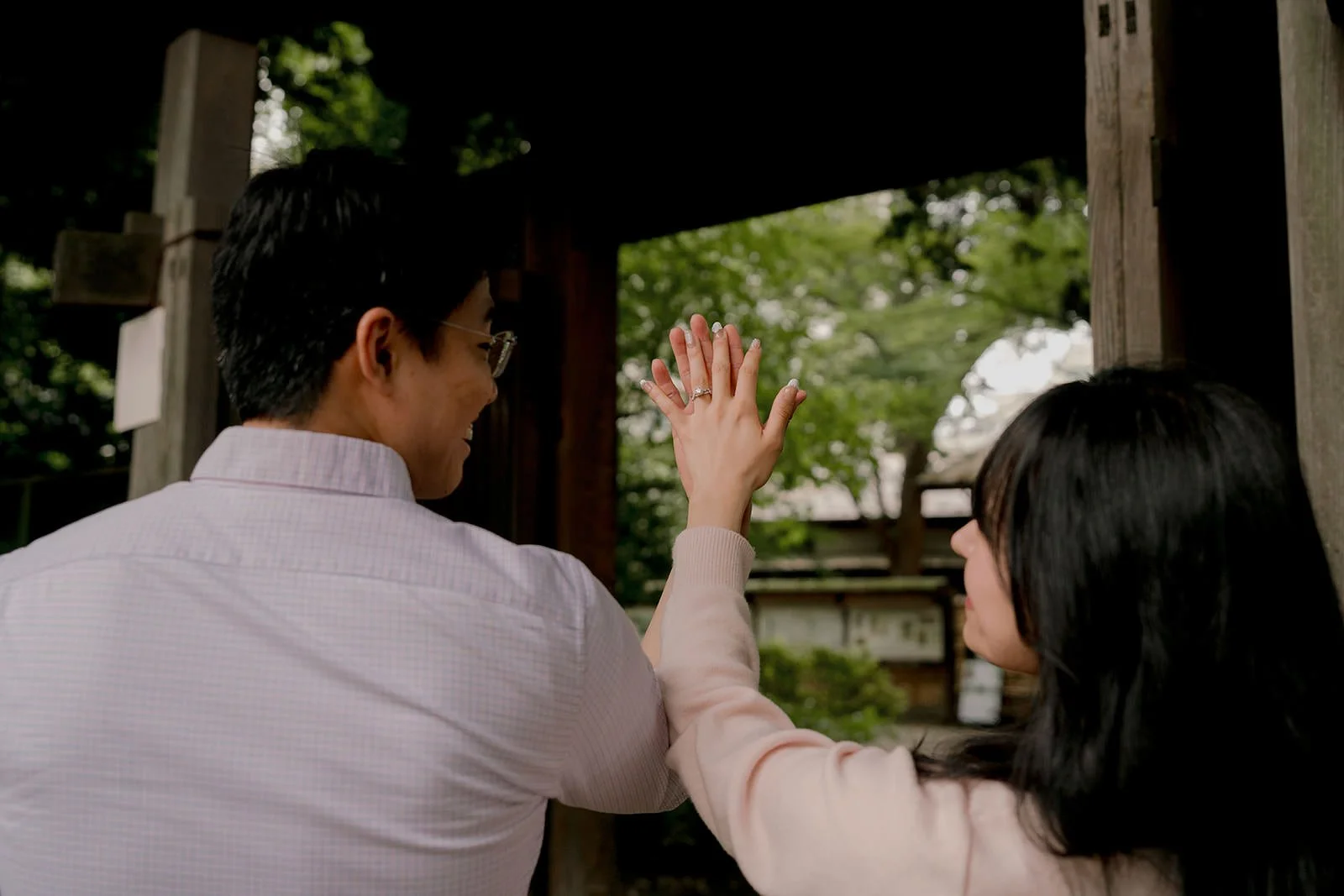 Couple close-up portrait Rikugien Gardens Tokyo