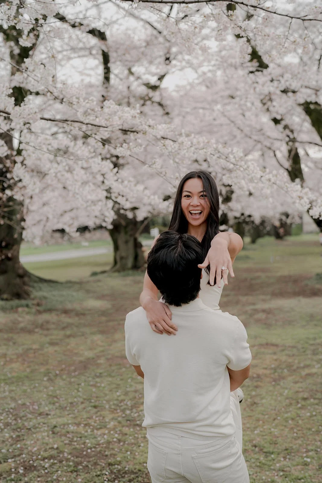 Cherry blossom couple portrait Tokyo spring