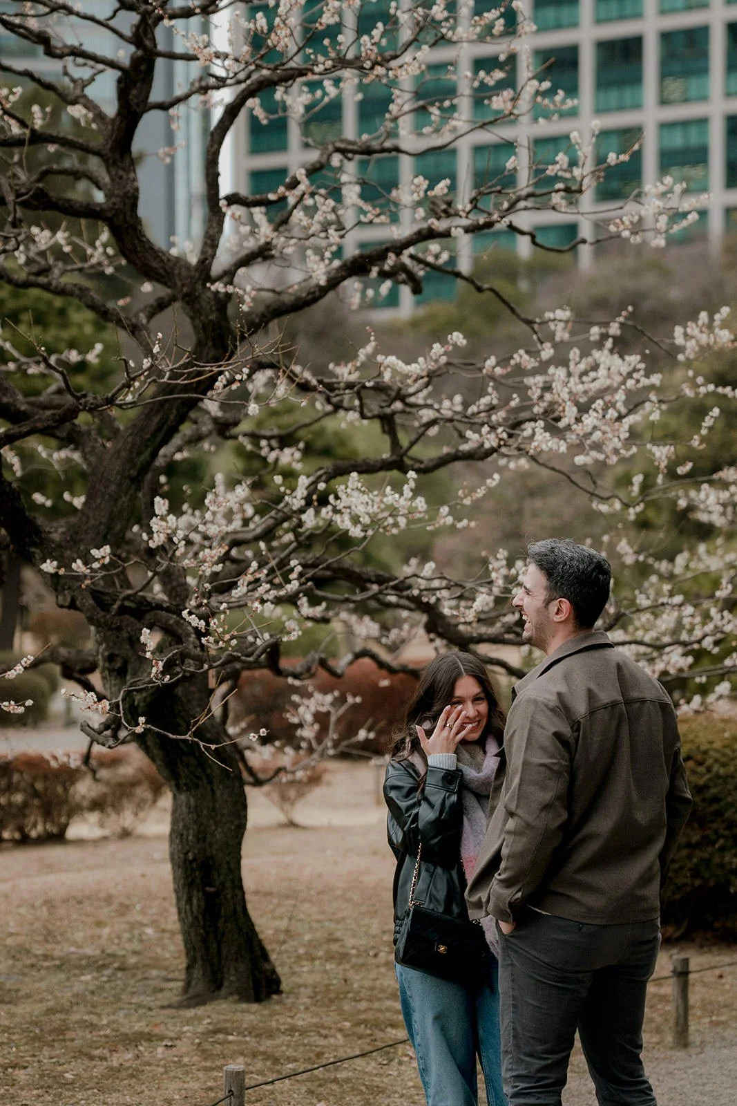 Proposal photography Hamarikyu Gardens Tokyo winter